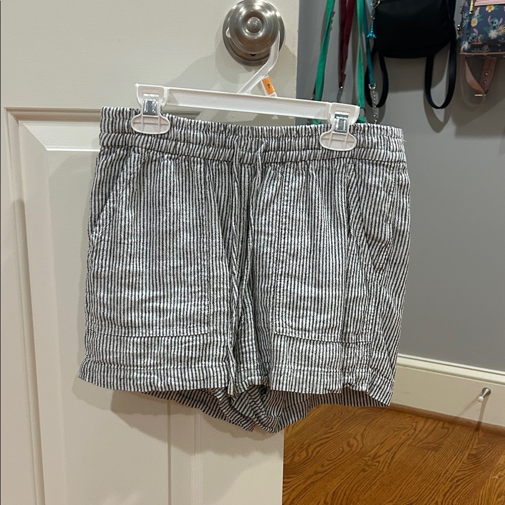 J. Crew Black and White Striped High Waist Shorts